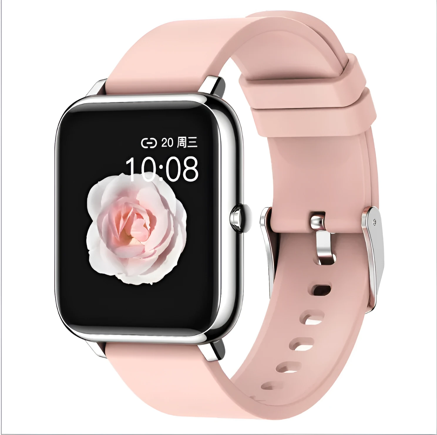 P22 multi-sport smart bracelet with 1.3-inch touch screen and silicone band on wrist