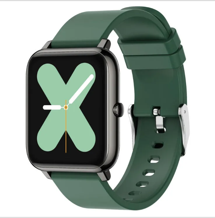 P22 multi-sport smart bracelet with 1.3-inch touch screen and silicone band on wrist