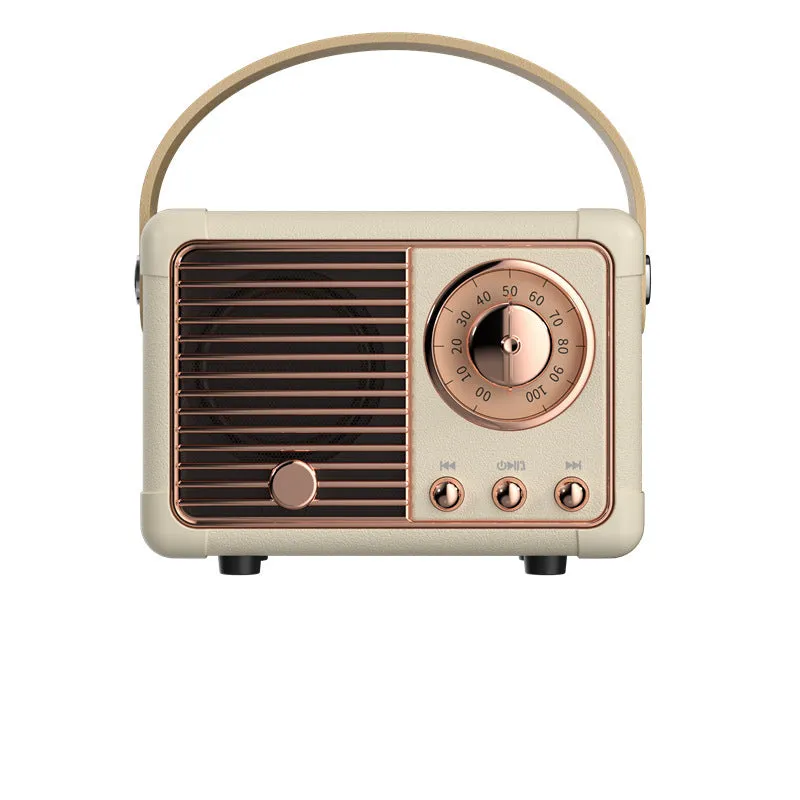 DIY retro mini portable card speaker in white with Bluetooth and USB playback, 70x110x50mm size