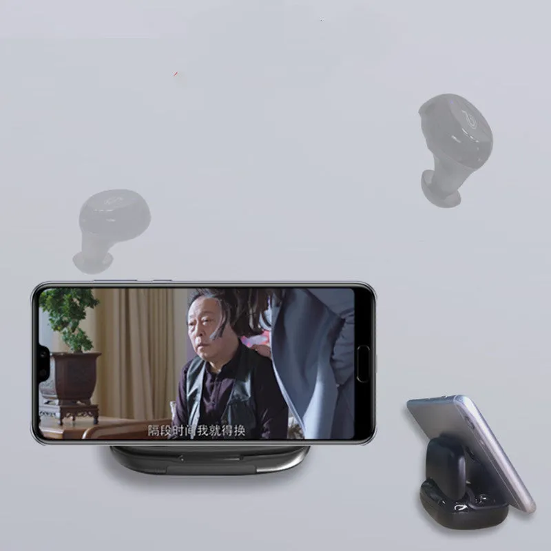 Bluetooth earphone in black with plastic body and in-ear fit for wireless music listening