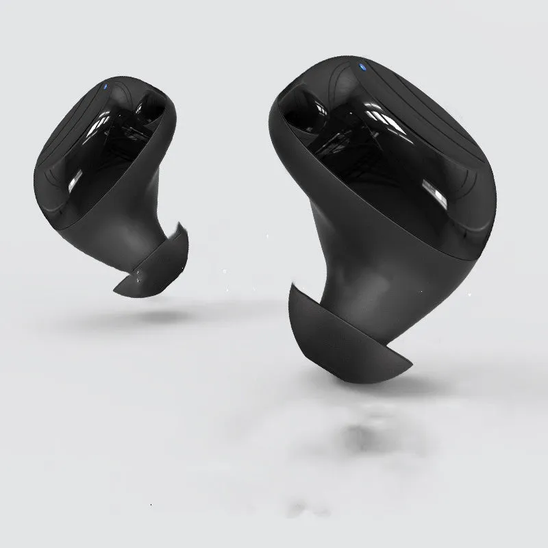 Bluetooth earphone in black with plastic body and in-ear fit for wireless music listening