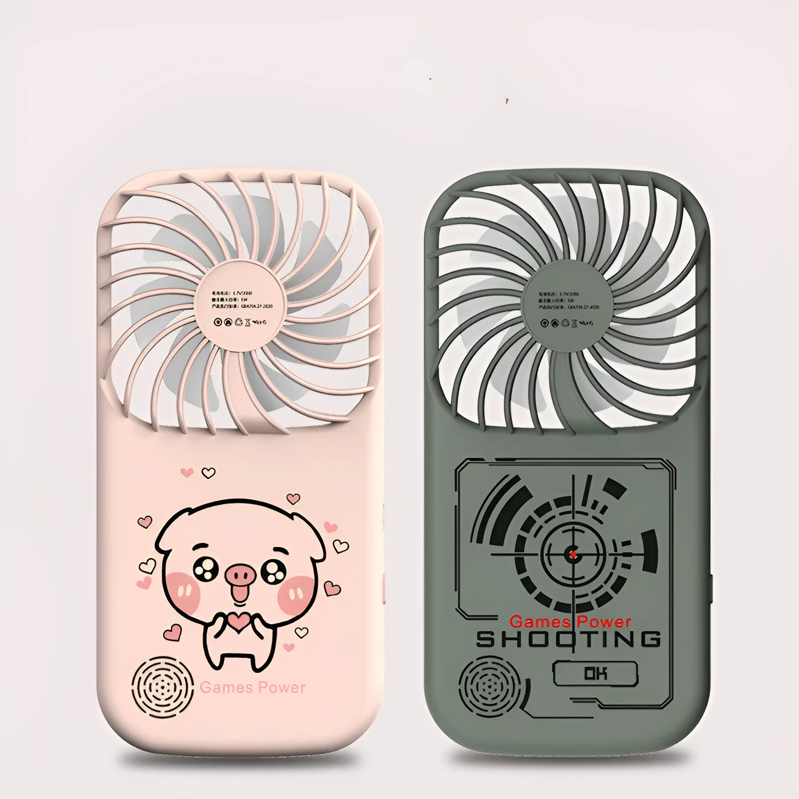 Mini handheld game console with built-in fan, 2.8-inch screen, in Dark Green colour with trendy printed back