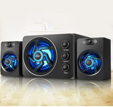 SADA D-209 mini Bluetooth speaker in black, wooden computer speaker with two satellite drivers and USB power