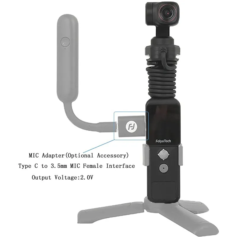 Feiyu Pocket2S pocket gimbal camera with magnetic suction base in black, 4K HD, aviation aluminium alloy