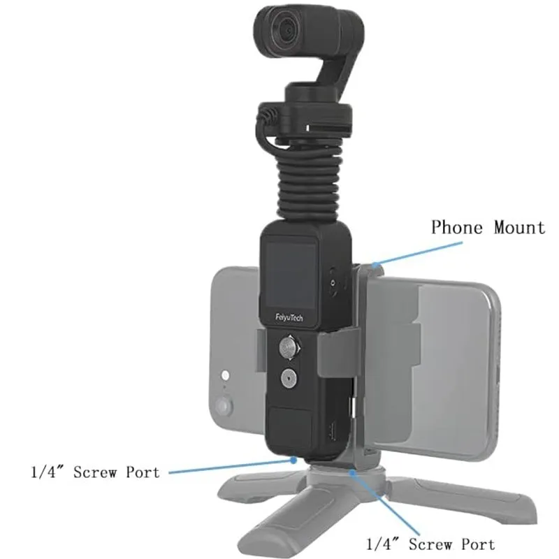 Feiyu Pocket2S pocket gimbal camera with magnetic suction base in black, 4K HD, aviation aluminium alloy