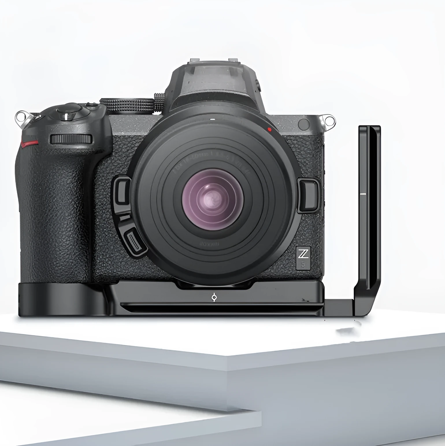 L-shaped aluminium alloy camera bracket in black for Nikon Z series with wrench included