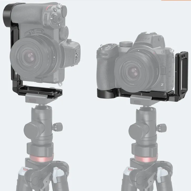 L-shaped aluminium alloy camera bracket in black for Nikon Z series with wrench included