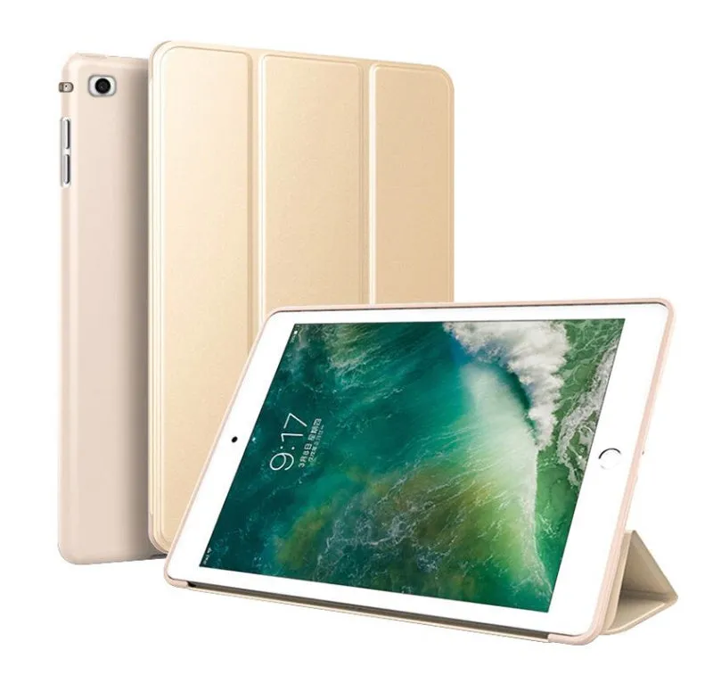 Black TPU silicone clamshell case for iPad Air 2 with built-in stand folded out.