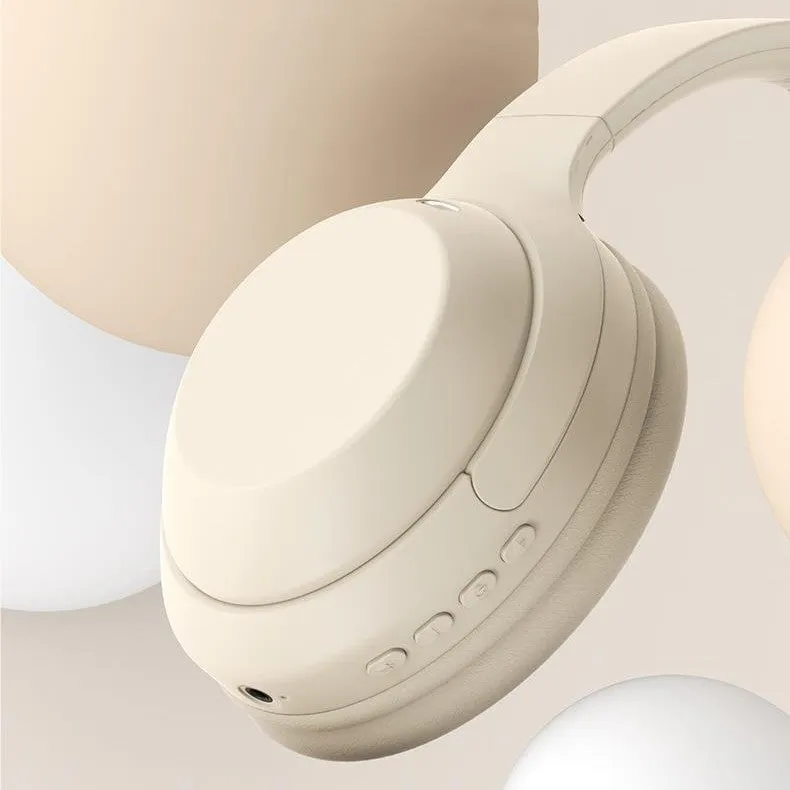 Bluetooth headphone head-mounted with mic noise-canceling ABS charcoal black brown creamy white