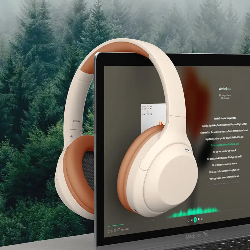 Bluetooth headphone head-mounted with mic noise-canceling ABS charcoal black brown creamy white