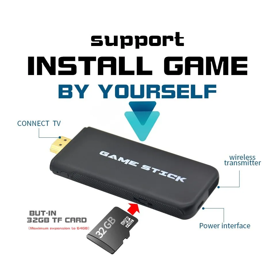 Explosive 2.4G Doubles Y2HDMAX game console with two wireless controllers and 4K HD output in Army Green