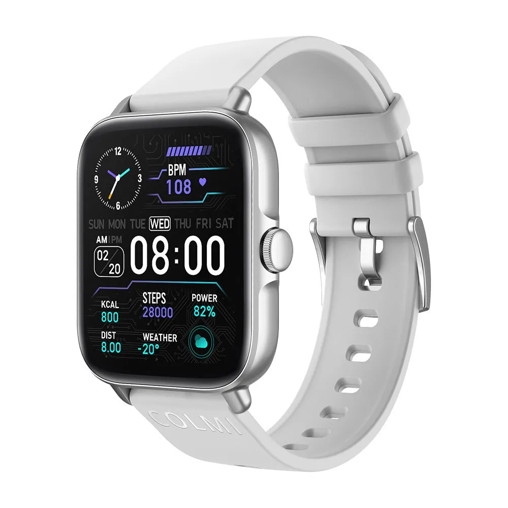 Waterproof full screen smart watch with heart rate and blood pressure monitoring, available in multiple colours