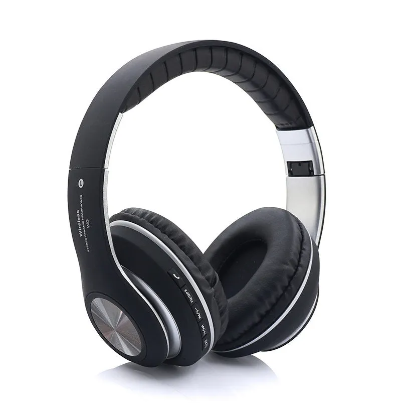 Private Mode 5.0 folding wireless stereo headphones with Bluetooth 5.0 in black, 200mAh battery, head-mounted