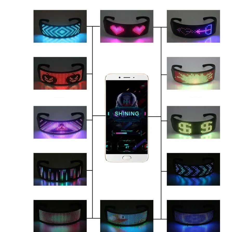 MORLIGHT LED display glasses for DJ music party, black full-frame ABS, unisex