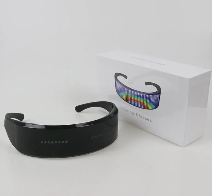 MORLIGHT LED display glasses for DJ music party, black full-frame ABS, unisex