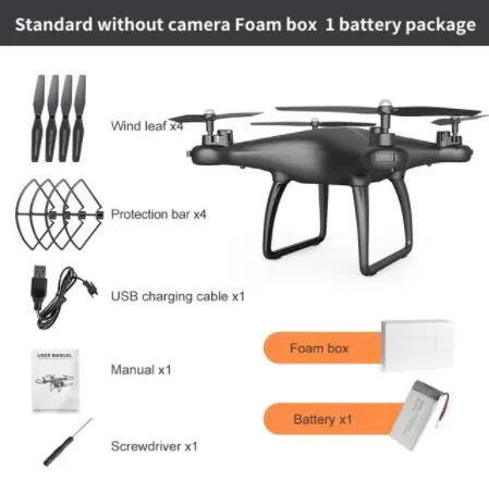 Cross-border drone remote control helicopter with HD 4K dual lens camera in black plastic finish