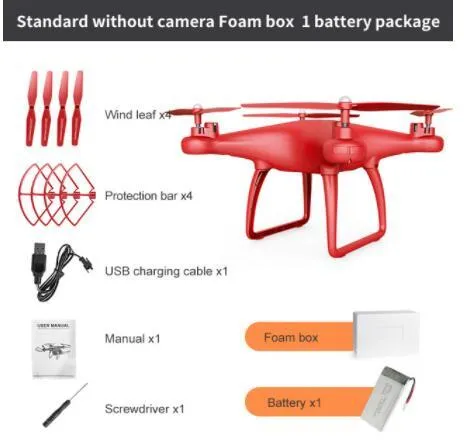 Cross-border drone remote control helicopter with HD 4K dual lens camera in black plastic finish
