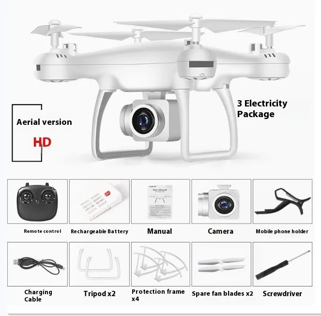 Cross-border drone remote control helicopter with HD 4K dual lens camera in black plastic finish