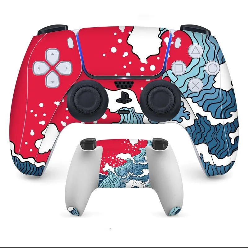 PS5 controller with anti-scratch stickers applied to front and back surfaces