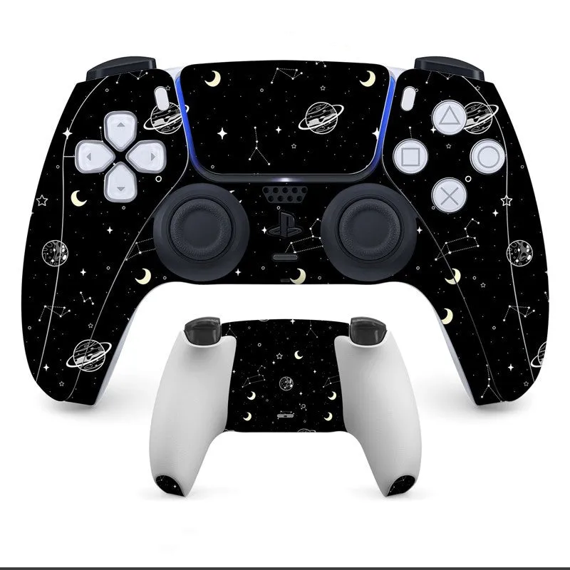 PS5 controller with anti-scratch stickers applied to front and back surfaces