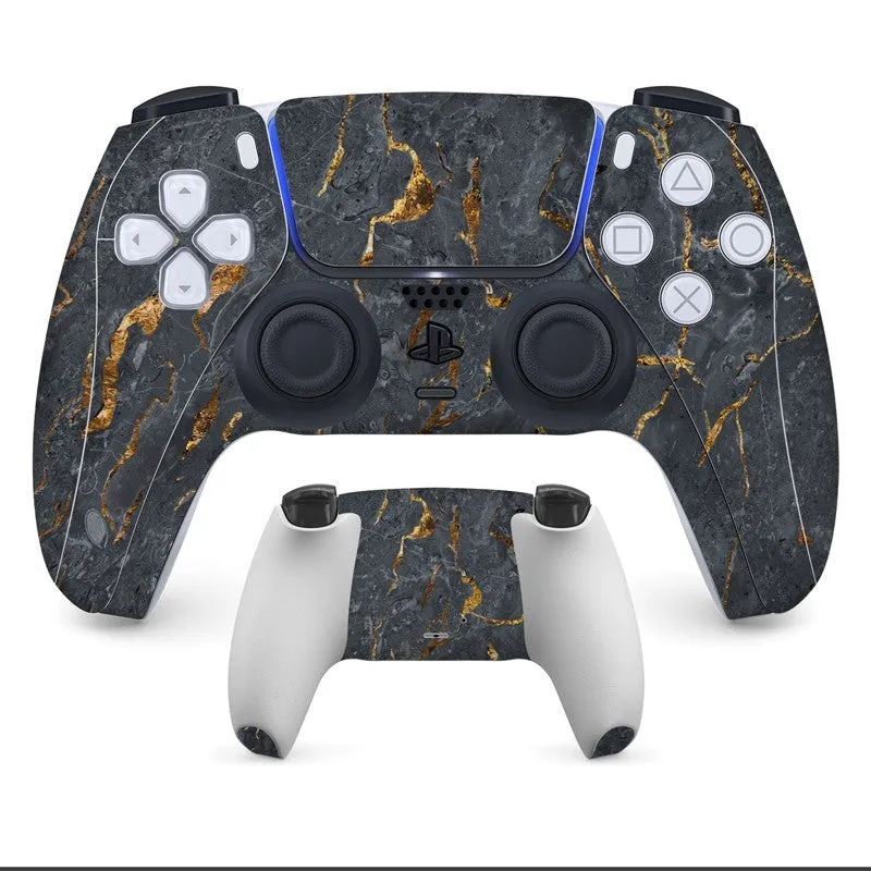 PS5 controller with anti-scratch stickers applied to front and back surfaces
