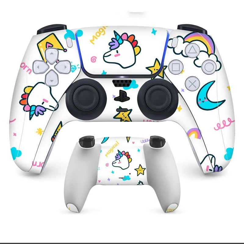 PS5 controller with anti-scratch stickers applied to front and back surfaces