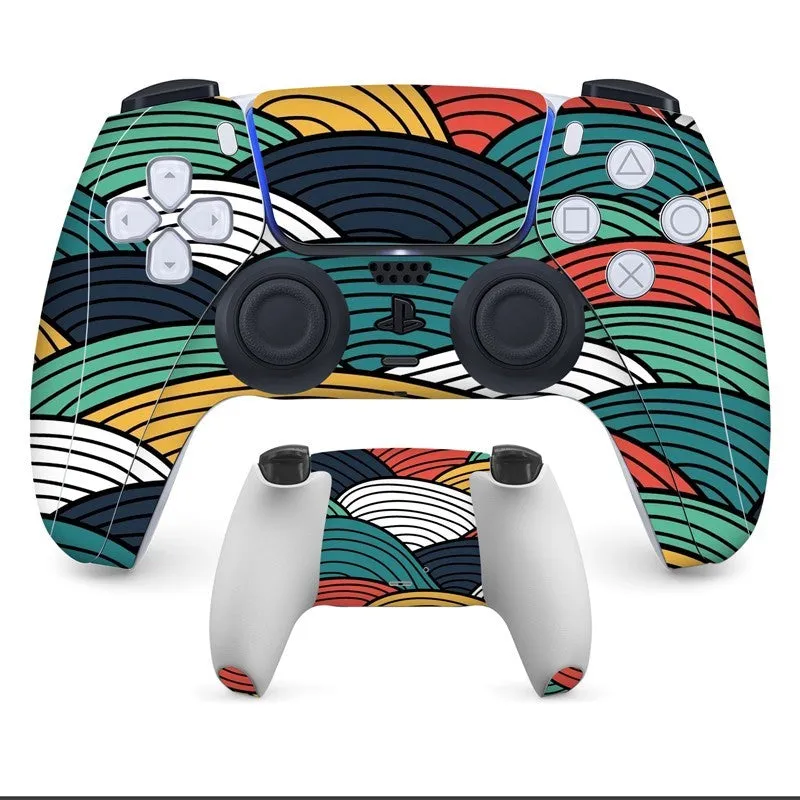 PS5 controller with anti-scratch stickers applied to front and back surfaces