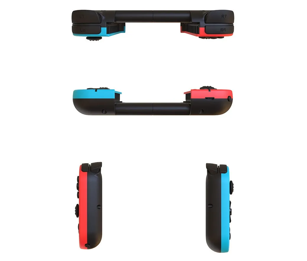 X6 wireless Bluetooth 4.0 telescopic game controller with 19 keys, red and blue colour, for PUBG Mobile on Android and iPhone