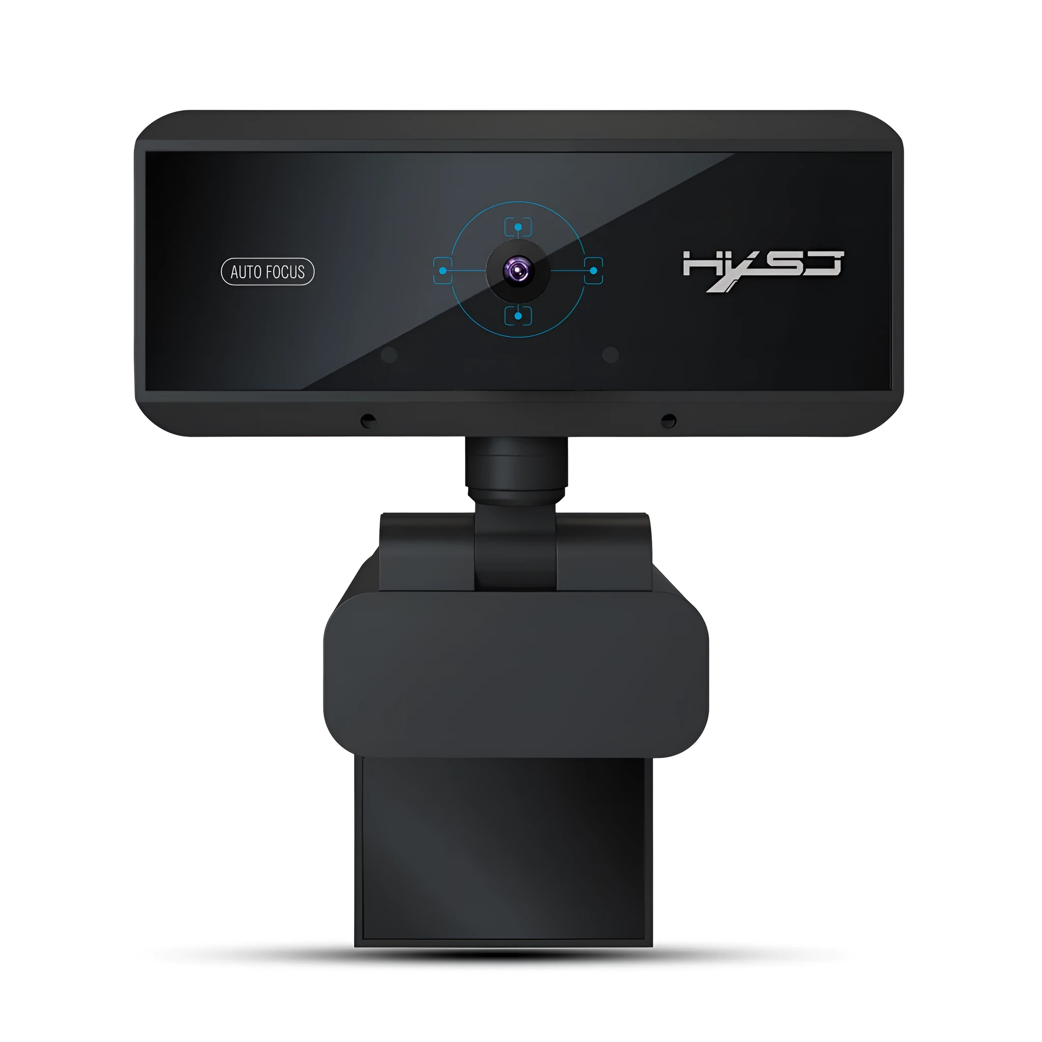 AF black 1080P webcam with auto focus and six-layer glass lens on a desk