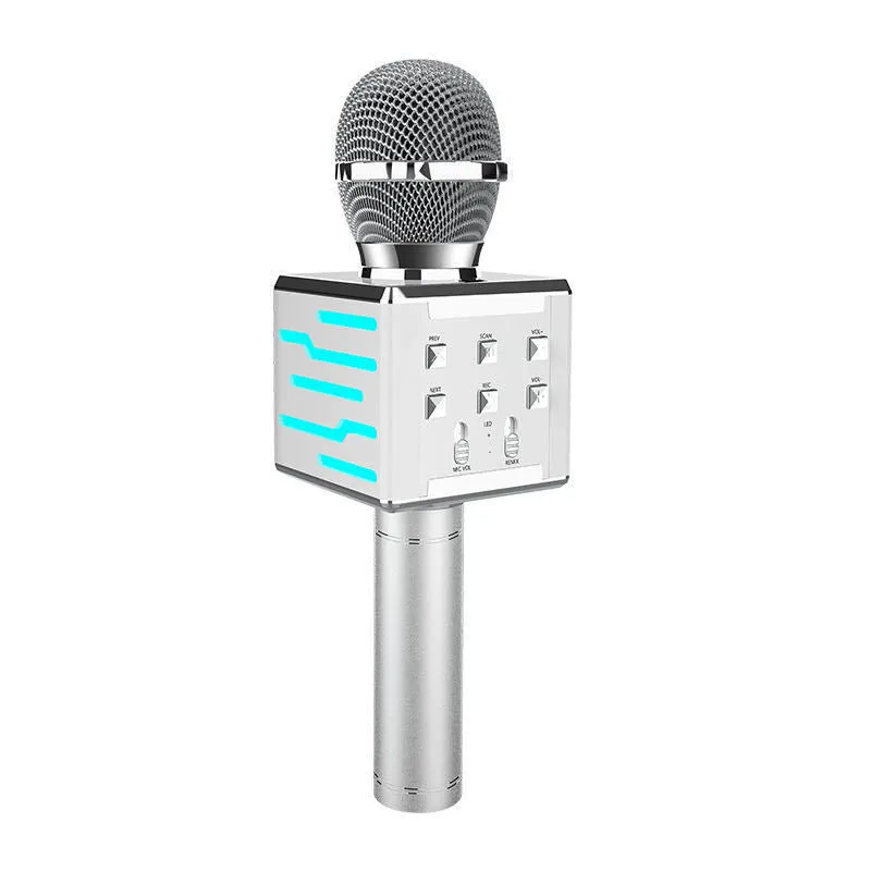 Wireless Bluetooth condenser microphone in gold finish with super cardioid pickup pattern and 25cm dimensions