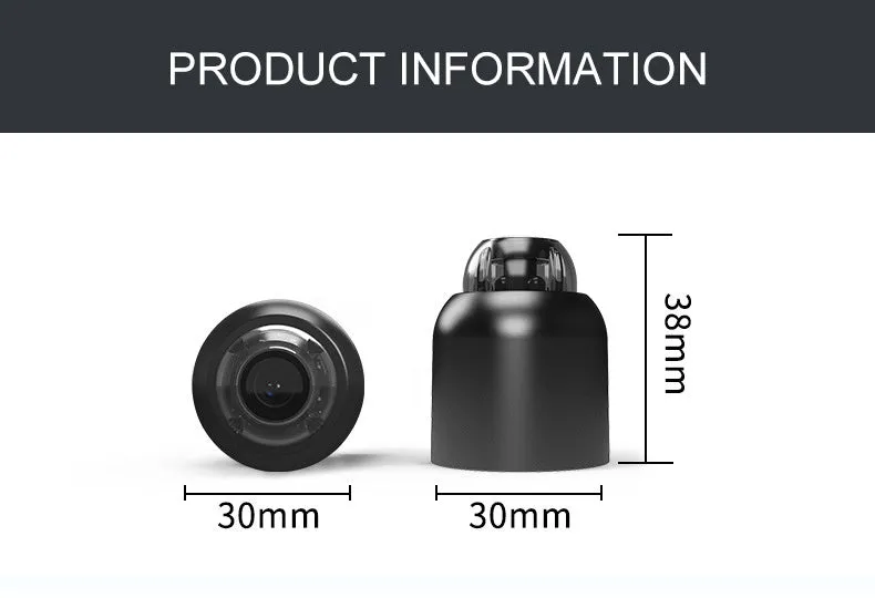 Black cylindrical 1080P WiFi indoor camera with infrared night vision and human detection, 2.8mm lens