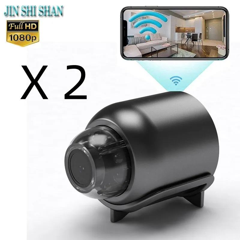 Black cylindrical 1080P WiFi indoor camera with infrared night vision and human detection, 2.8mm lens