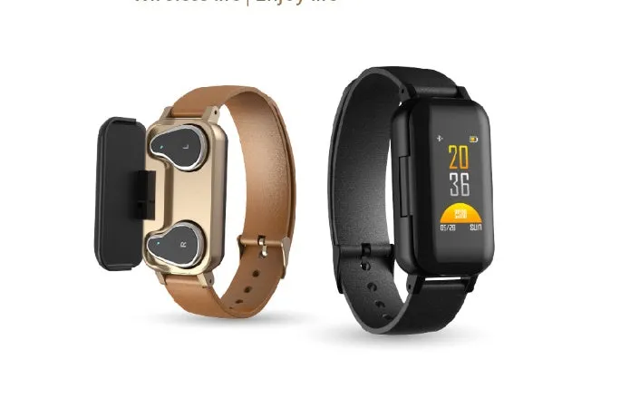 Intelligent environment smart bracelet with 0.96 inch colour display on a wrist, in black, with tentacle style band