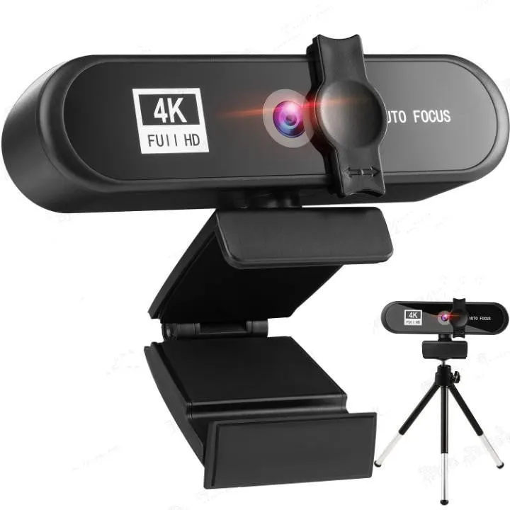 Beauty 4K auto-focus USB webcam with stereo microphone and LED fill light on a white background