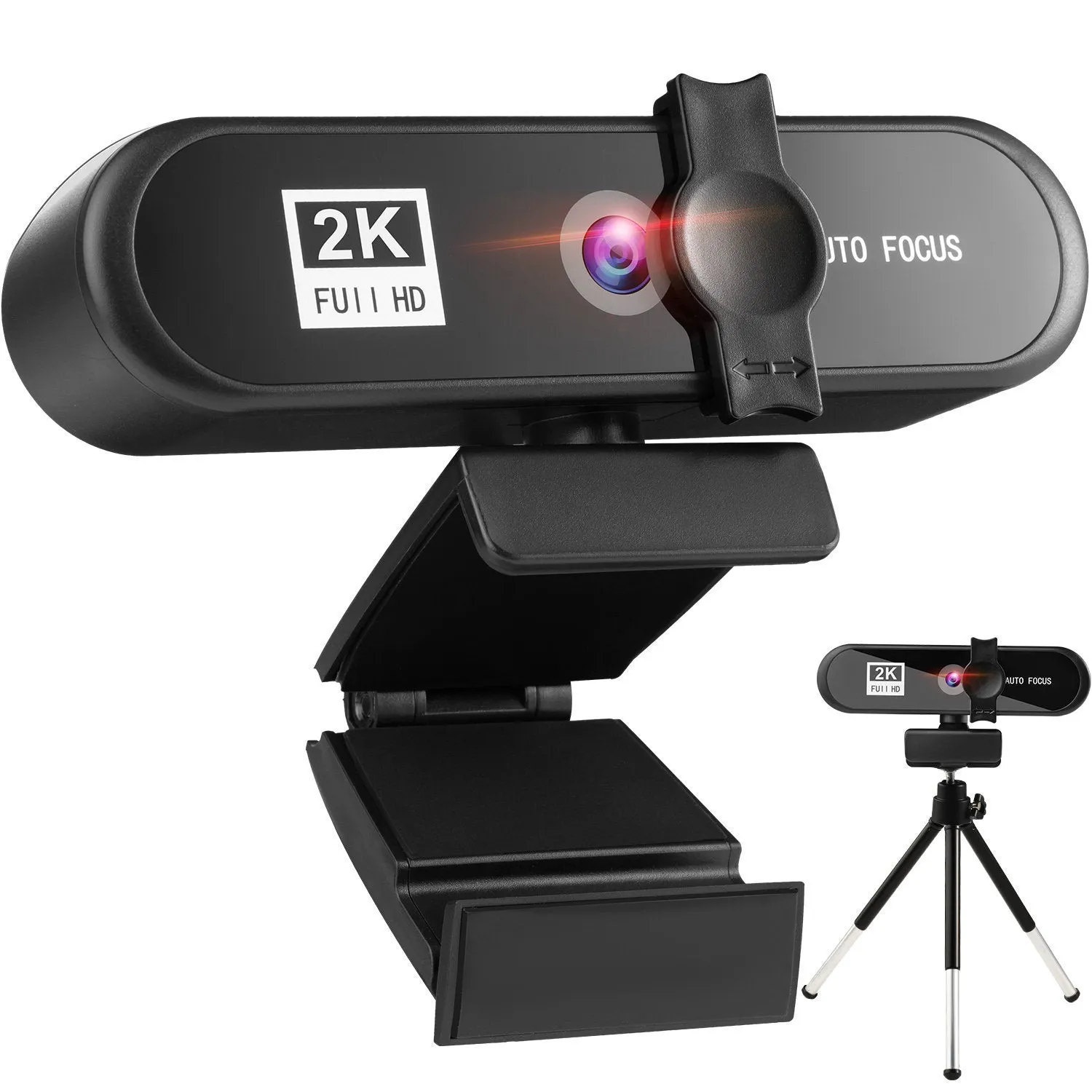Beauty 4K auto-focus USB webcam with stereo microphone and LED fill light on a white background