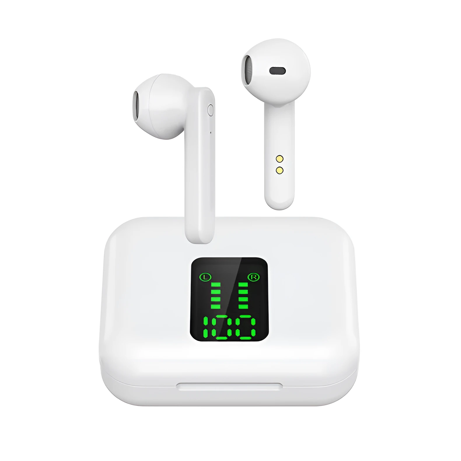 Wireless semi-in-ear headphones in black with charging case, 30mAh battery, 3-hour use