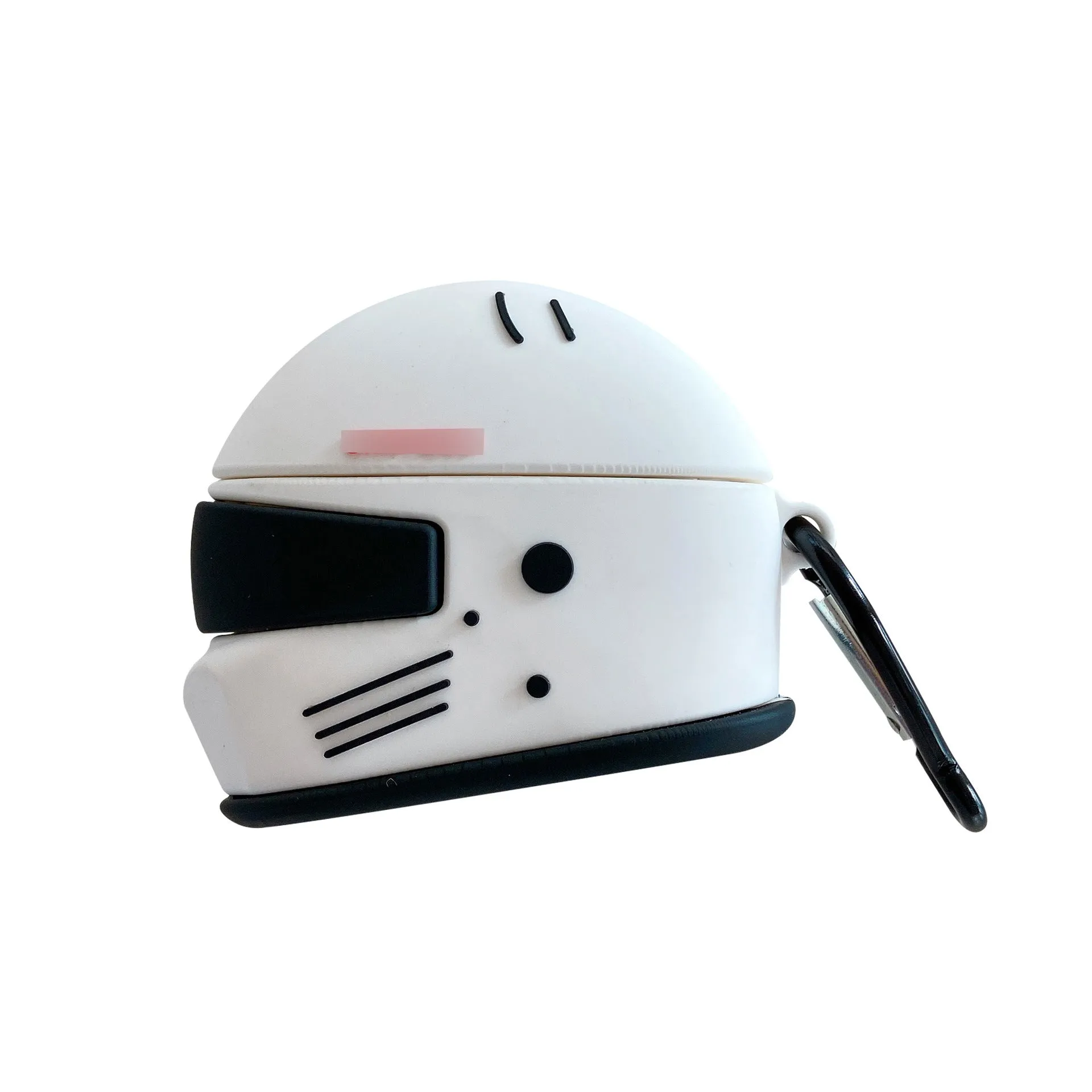 Cartoon motorcycle helmet silicone Airpods case with carabiner clip