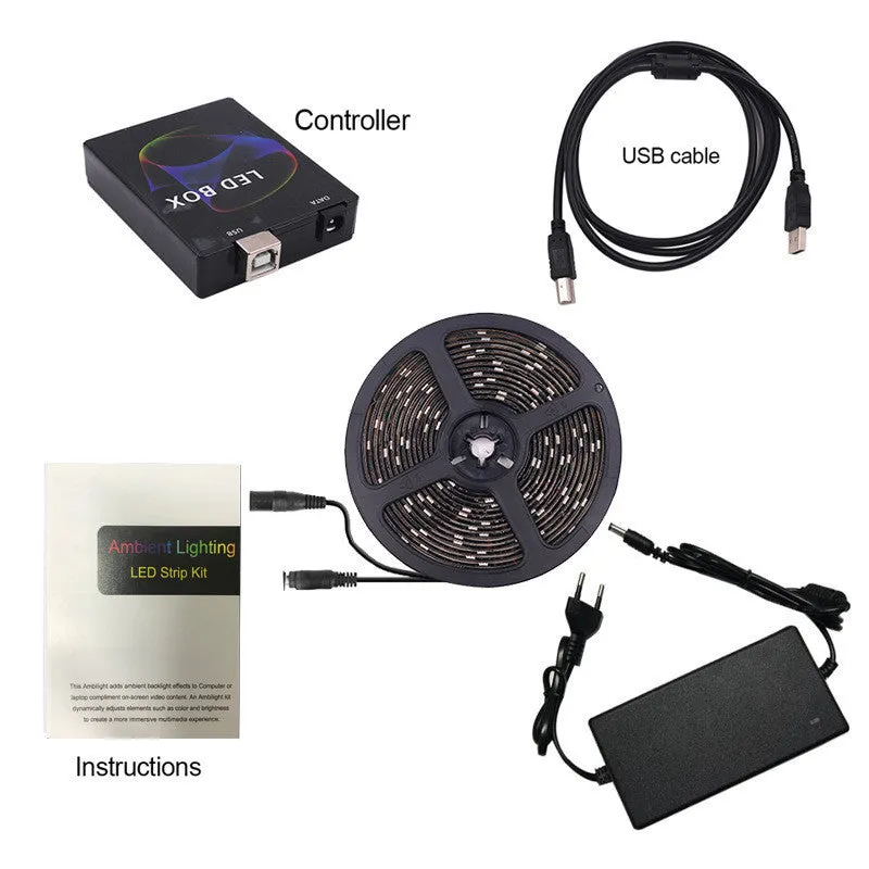 LED monitor TV background sync colour overflow light belt with 60 beads per metre and 10mm width