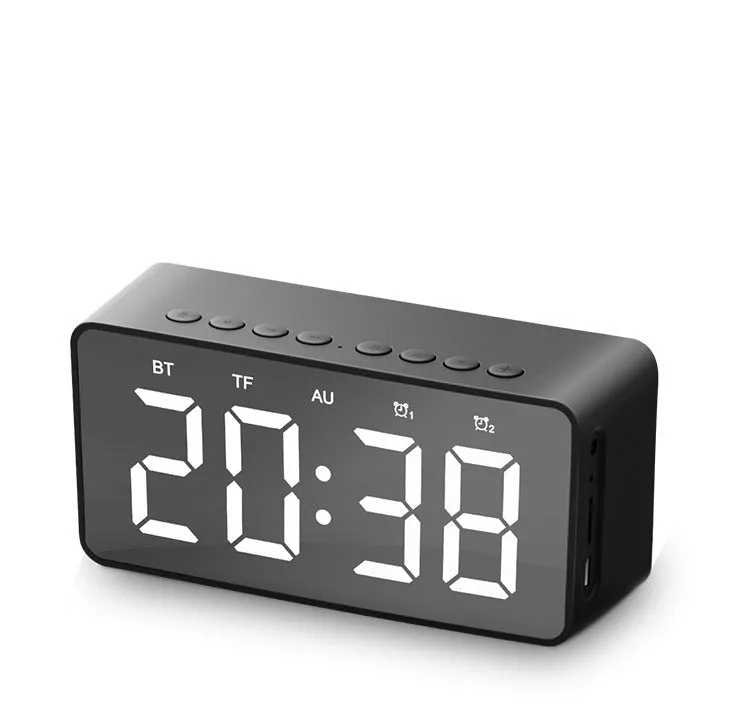 BT506 alarm clock Bluetooth speaker in black with digital display and control buttons