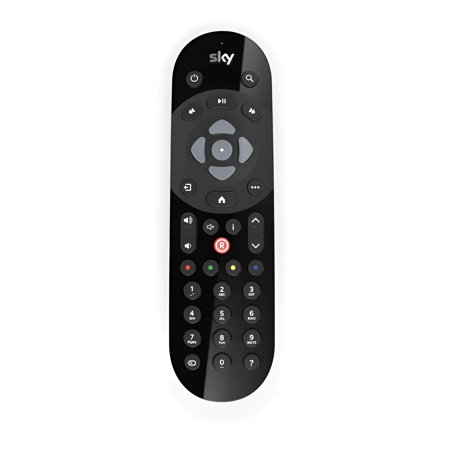 Black ABS universal replacement remote controller for Sky Q TV box, 175mm length