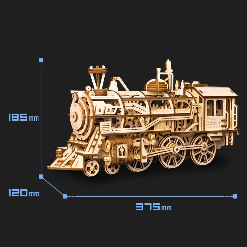 Wooden film projector 3D puzzle with hand crank and fully mechanical gear assembly