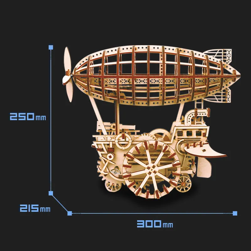 Wooden film projector 3D puzzle with hand crank and fully mechanical gear assembly