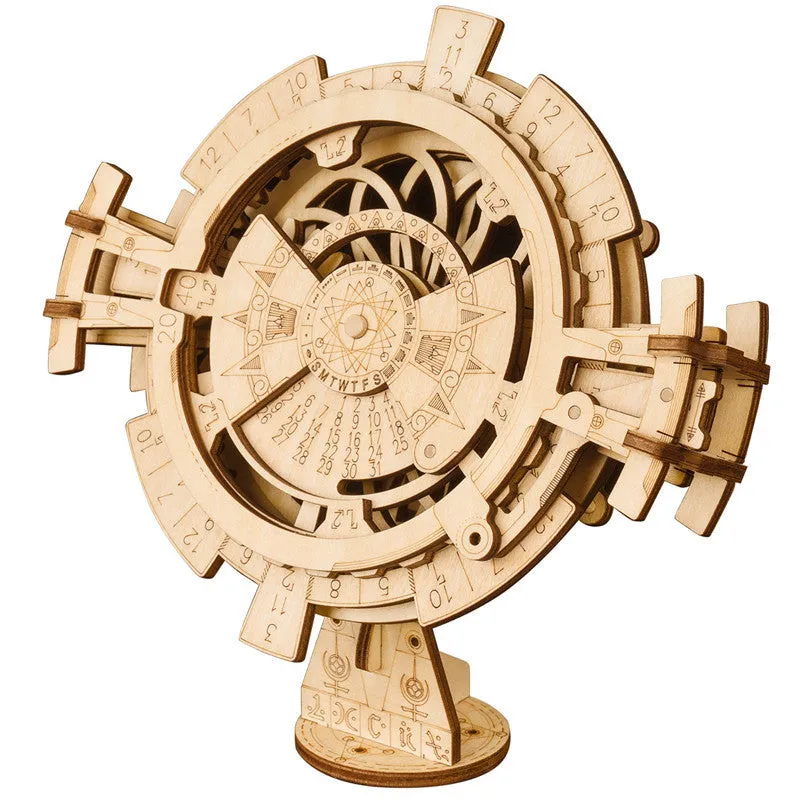Wooden film projector 3D puzzle with hand crank and fully mechanical gear assembly