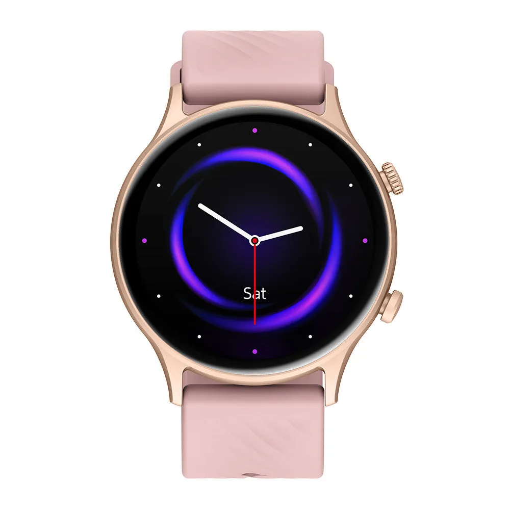 Smartwatch with Bluetooth fitness mode heart rate monitoring in black, also available in blue and pink