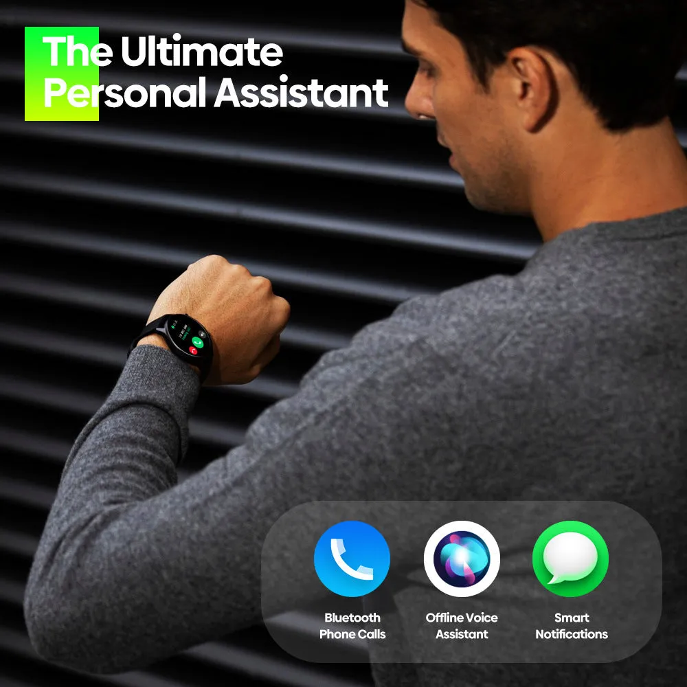 Smartwatch with Bluetooth fitness mode heart rate monitoring in black, also available in blue and pink