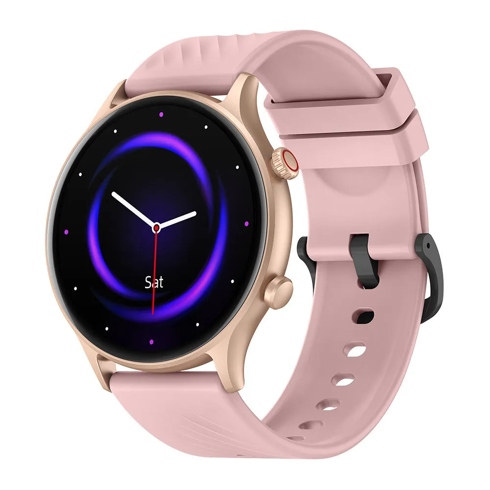 Smartwatch with Bluetooth fitness mode heart rate monitoring in black, also available in blue and pink