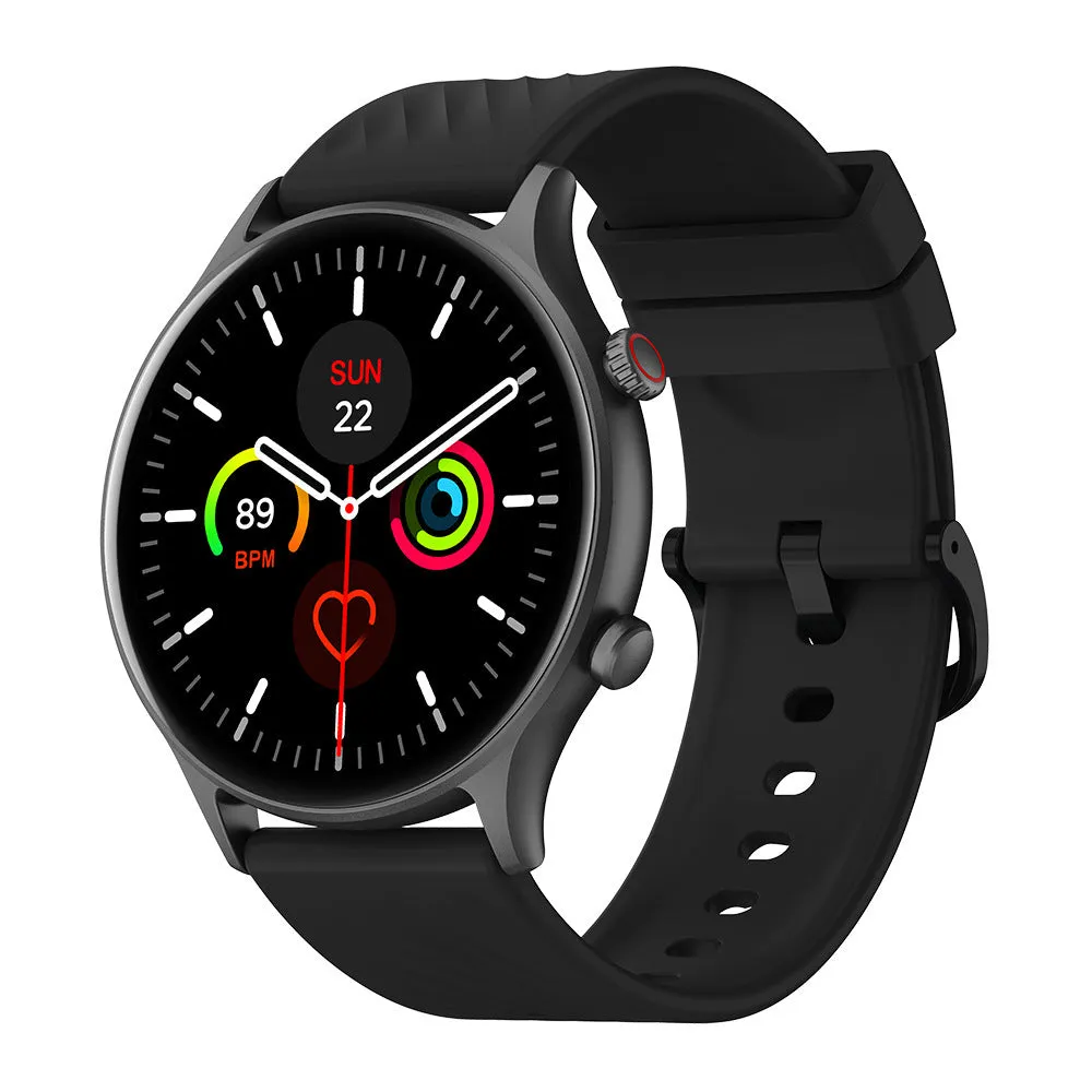 Smartwatch with Bluetooth fitness mode heart rate monitoring in black, also available in blue and pink