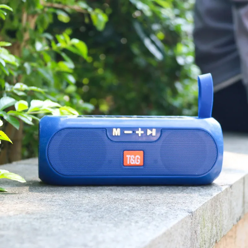 TG182 portable wireless Bluetooth speaker in black with cylindrical design and control buttons