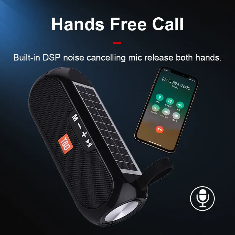 TG182 portable wireless Bluetooth speaker in black with cylindrical design and control buttons