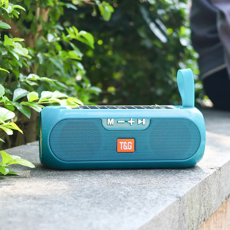 TG182 portable wireless Bluetooth speaker in black with cylindrical design and control buttons